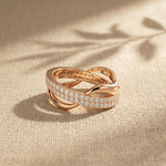 0.10CTW Round Cut Modern Twist Lab Grown Diamond Wedding Band For Women Rose Gold