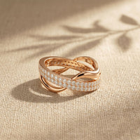 0.10CTW Round Cut Modern Twist Lab Grown Diamond Wedding Band For Women Rose Gold