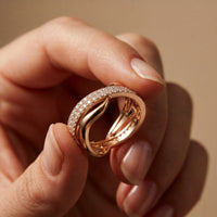 0.10CTW Round Cut Modern Twist Lab Grown Diamond Wedding Band For Women Rose Gold