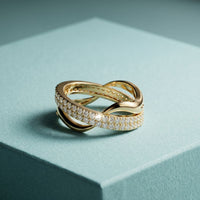 0.10CTW Round Cut Modern Twist Lab Grown Diamond Wedding Band For Women Gold