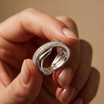 0.10CTW Round Cut Modern Twist Lab Grown Diamond Wedding Band For Women White