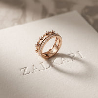 1CTW Round Cut Crown Stackable Diamond Wedding Band For Women Rose Gold