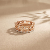 1CTW Round Cut Crown Stackable Diamond Wedding Band For Women Rose Gold