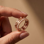 1CTW Round Cut Crown Stackable Diamond Wedding Band For Women Rose Gold