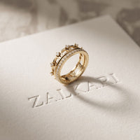 1CTW Round Cut Crown Stackable Diamond Wedding Band For Women Gold