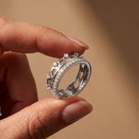 1CTW Round Cut Crown Stackable Diamond Wedding Band For Women White