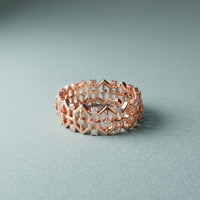 0.30CTW Round Cut Geometric Eternity Lab Grown Diamond Wedding Band For Women Rose Gold