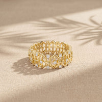 0.30CTW Round Cut Geometric Eternity Lab Grown Diamond Wedding Band For Women Gold