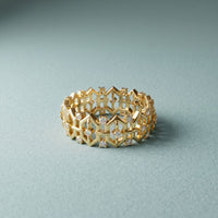0.30CTW Round Cut Geometric Eternity Lab Grown Diamond Wedding Band For Women Gold
