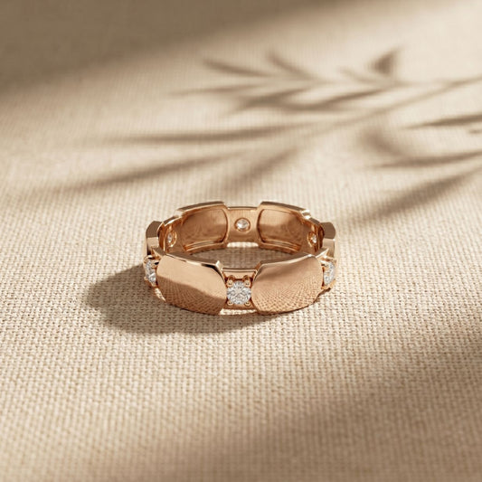 0.20CTW Round Cut Modern Link Lab Grown Diamond Wedding Band For Women Rose Gold