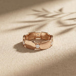 0.20CTW Round Cut Modern Link Lab Grown Diamond Wedding Band For Women Rose Gold