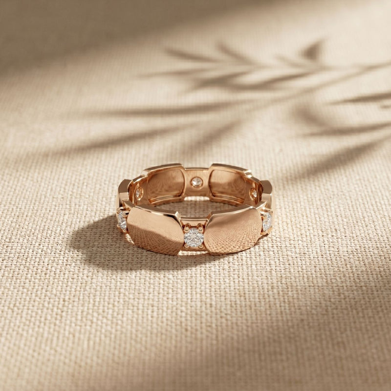 0.20CTW Round Cut Modern Link Lab Grown Diamond Wedding Band For Women Rose Gold