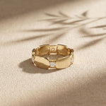 0.20CTW Round Cut Modern Link Lab Grown Diamond Wedding Band For Women Gold