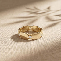 0.20CTW Round Cut Modern Link Lab Grown Diamond Wedding Band For Women Gold