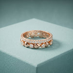 1.55CTW Round Cut Contemporary Layered Lab Grown Diamond Wedding Band For Women Rose Gold