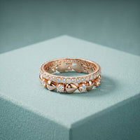 1.55CTW Round Cut Contemporary Layered Lab Grown Diamond Wedding Band For Women Rose Gold