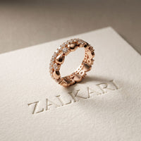 1.55CTW Round Cut Contemporary Layered Lab Grown Diamond Wedding Band For Women Rose Gold