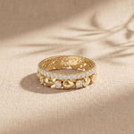 1.55CTW Round Cut Contemporary Layered Lab Grown Diamond Wedding Band For Women Gold