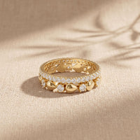 1.55CTW Round Cut Contemporary Layered Lab Grown Diamond Wedding Band For Women Gold