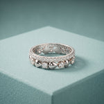 1.55CTW Round Cut Contemporary Layered Lab Grown Diamond Wedding Band For Women White
