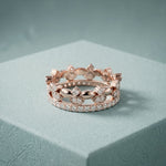 0.85CTW Round Cut Dual Layer Lab Grown Diamond Wedding Band For Women Rose Gold