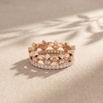 0.85CTW Round Cut Dual Layer Lab Grown Diamond Wedding Band For Women Rose Gold