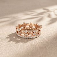 0.85CTW Round Cut Dual Layer Lab Grown Diamond Wedding Band For Women Rose Gold