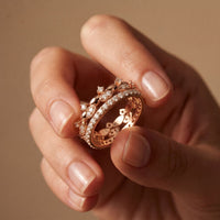 0.85CTW Round Cut Dual Layer Lab Grown Diamond Wedding Band For Women Rose Gold