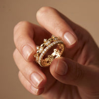 0.85CTW Round Cut Dual Layer Lab Grown Diamond Wedding Band For Women Gold