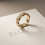 0.85CTW Round Cut Dual Layer Lab Grown Diamond Wedding Band For Women Gold