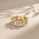 0.85CTW Round Cut Dual Layer Lab Grown Diamond Wedding Band For Women Gold