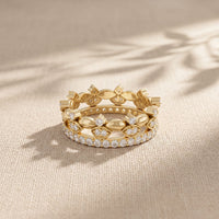 0.85CTW Round Cut Dual Layer Lab Grown Diamond Wedding Band For Women Gold