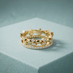 0.85CTW Round Cut Dual Layer Lab Grown Diamond Wedding Band For Women Gold