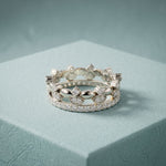 0.85CTW Round Cut Dual Layer Lab Grown Diamond Wedding Band For Women White