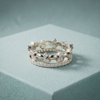 0.85CTW Round Cut Dual Layer Lab Grown Diamond Wedding Band For Women White
