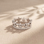 0.85CTW Round Cut Dual Layer Lab Grown Diamond Wedding Band For Women White
