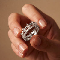 0.85CTW Round Cut Dual Layer Lab Grown Diamond Wedding Band For Women White