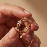 0.50CTW Round Cut Floral Geometric Lab Grown Diamond Wedding Band For Women Rose Gold