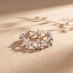 0.50CTW Round Cut Floral Geometric Lab Grown Diamond Wedding Band For Women White