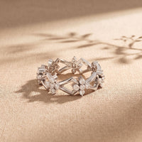 0.50CTW Round Cut Floral Geometric Lab Grown Diamond Wedding Band For Women White