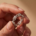 0.50CTW Round Cut Floral Geometric Lab Grown Diamond Wedding Band For Women White