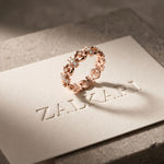 0.45CTW Round Cut Geometric Link Lab Grown Diamond Wedding Band For Women Rose Gold