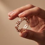0.45CTW Round Cut Geometric Link Lab Grown Diamond Wedding Band For Women Rose Gold