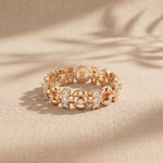 0.45CTW Round Cut Geometric Link Lab Grown Diamond Wedding Band For Women Rose Gold