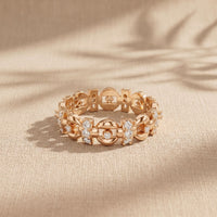 0.45CTW Round Cut Geometric Link Lab Grown Diamond Wedding Band For Women Rose Gold