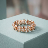 0.45CTW Round Cut Geometric Link Lab Grown Diamond Wedding Band For Women Rose Gold