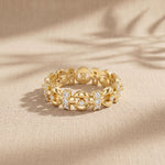 0.45CTW Round Cut Geometric Link Lab Grown Diamond Wedding Band For Women Gold