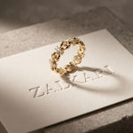 0.45CTW Round Cut Geometric Link Lab Grown Diamond Wedding Band For Women Gold