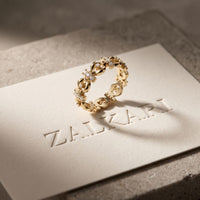 0.45CTW Round Cut Geometric Link Lab Grown Diamond Wedding Band For Women Gold