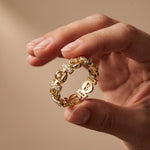 0.45CTW Round Cut Geometric Link Lab Grown Diamond Wedding Band For Women Gold